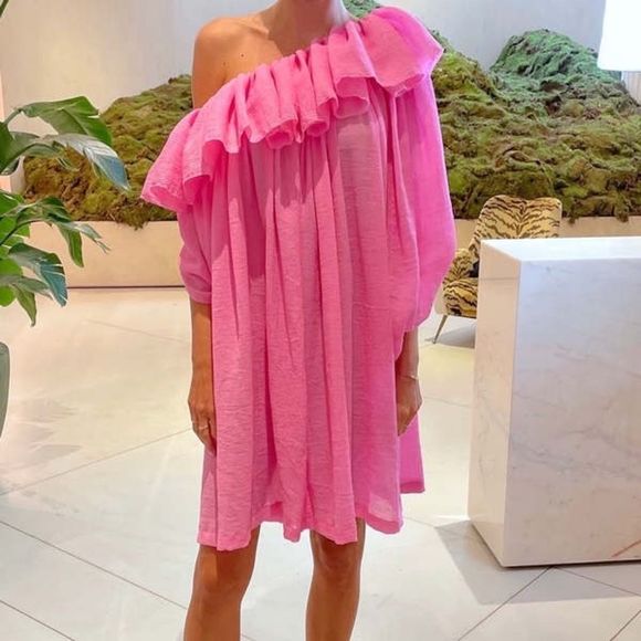 Phillip Lim Designer Stunning One Shoulder Ruffle Dress Sz L $1320 - Picture 6 of 11